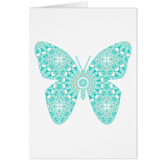 Turquoise Mandala Butterfly Design Cards (Front)