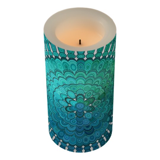 Turquoise Mandala Flameless Candle