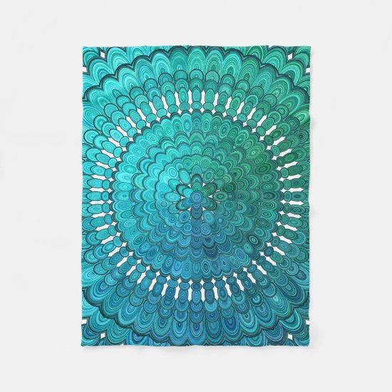 Turquoise Mandala Fleece Blanket