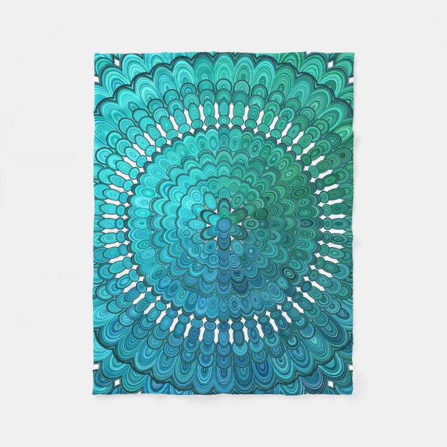 Turquoise Mandala Fleece Blanket (Front)