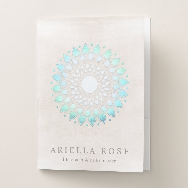 Turquoise Mandala Holistic Health Healer Pocket Folder (Front)