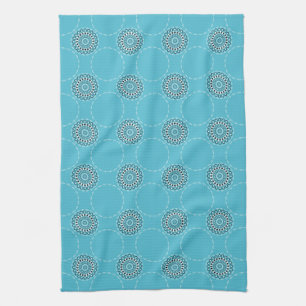 Turquoise Mandala Kaleidoscope Circles Kitchen Towel