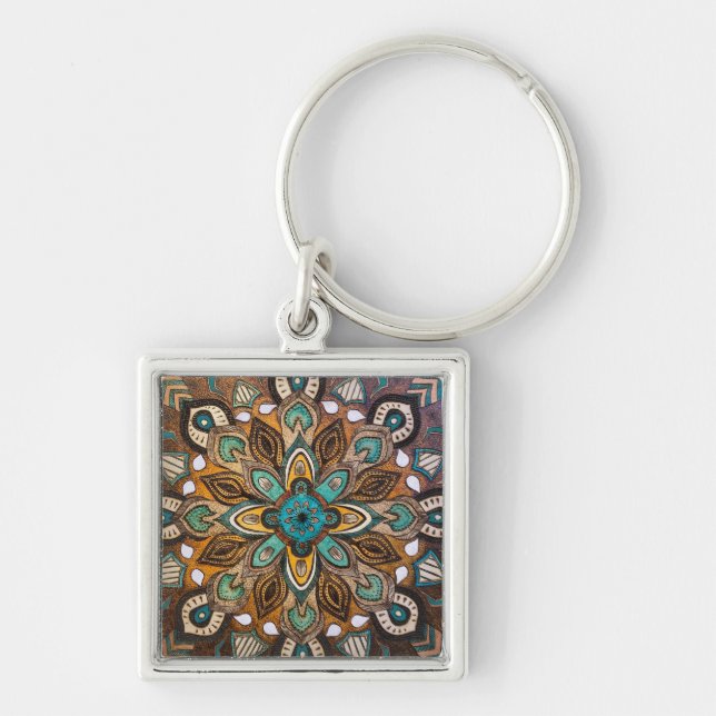 Turquoise Mandala Keychain (Front)