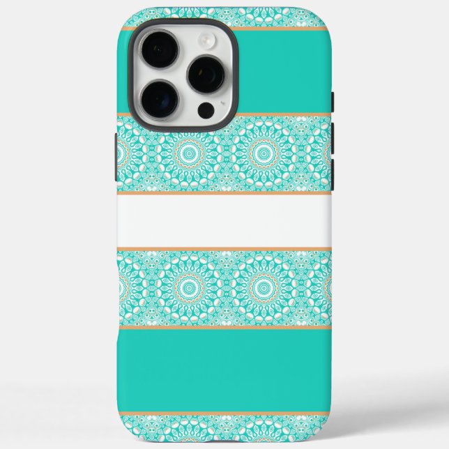Turquoise Mandala Stripe Pattern Case-Mate iPhone Case (Back)