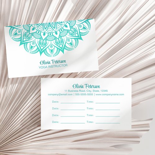 Turquoise Mandala Yoga Instructor Appointment Business Card