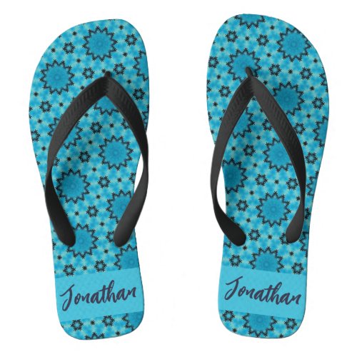 Turquoise Mandalas Azure Zen Flip Flops