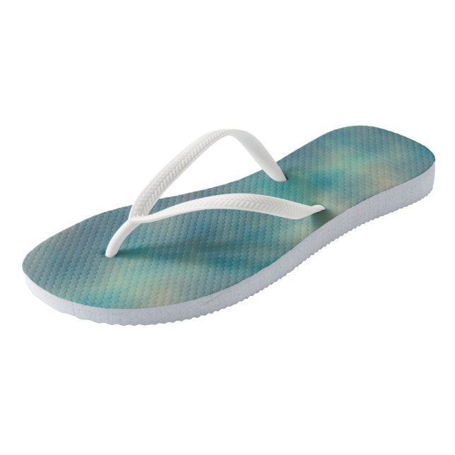 Turquoise Marble Abstract Flip Flops (Angled)