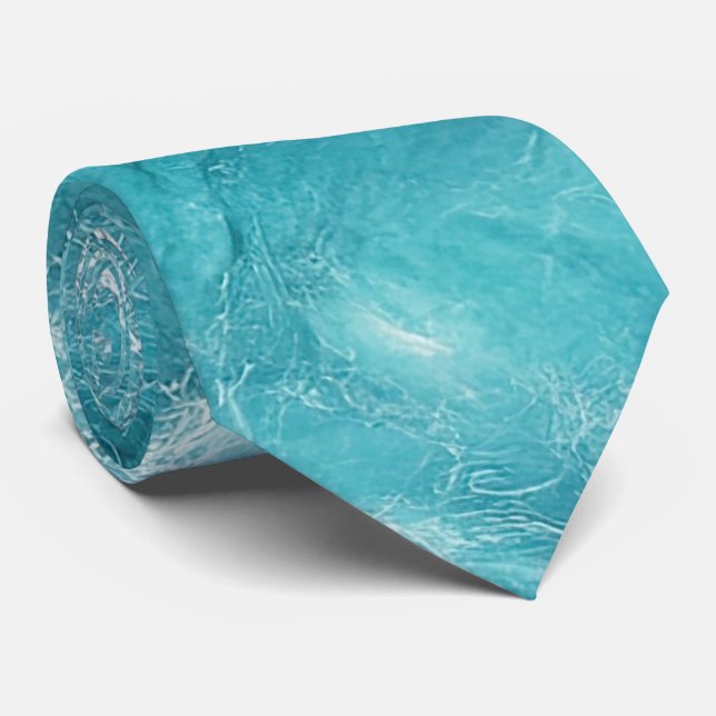 Turquoise Marble Abstract Neck Tie (Rolled)
