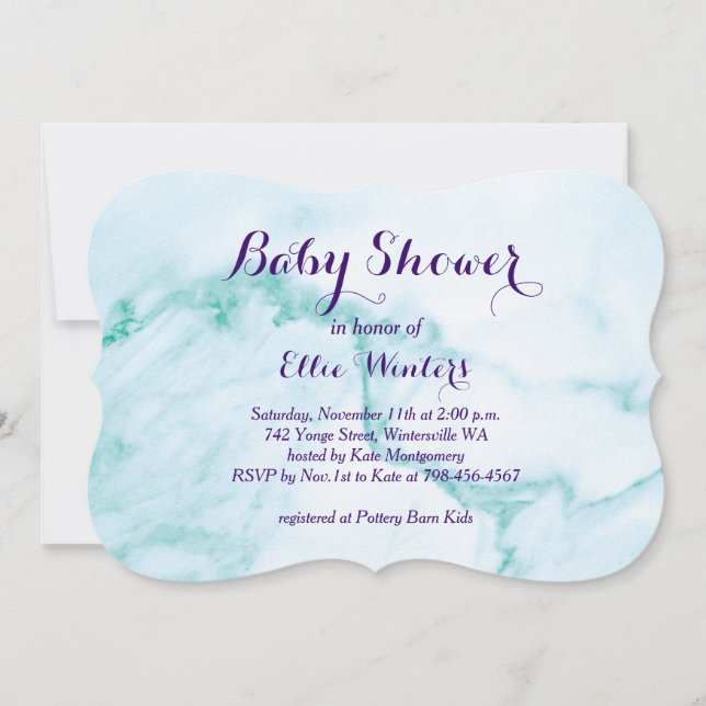 Turquoise Marble Baby Shower Invitation (Front)