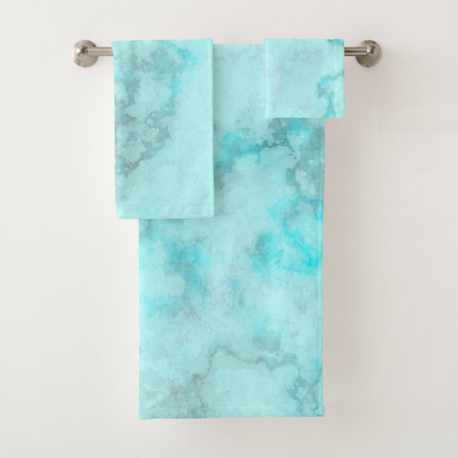 Turquoise marble  bath towel set (Insitu)
