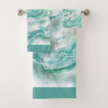 Turquoise Marble Bath Towels Set Gift by suncookiez at Zazzle