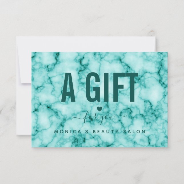 Turquoise Marble Elegant Girly Trendy Beauty Salon (Front)