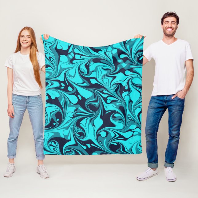 Turquoise Marble Fleece Blanket (In Situ)