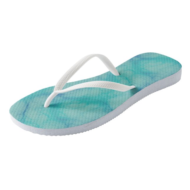 Turquoise marble flip flops (Angled)