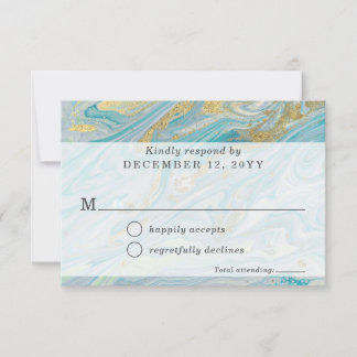 Turquoise Marble Geode Wedding Invitation RSVP