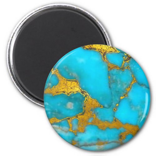 Turquoise Marble GOLD Glitter _ ADD Initials Magnet
