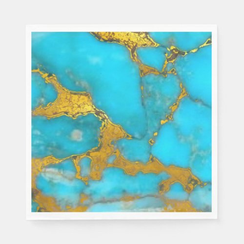 Turquoise Marble GOLD Glitter _ ADD Initials Napkins