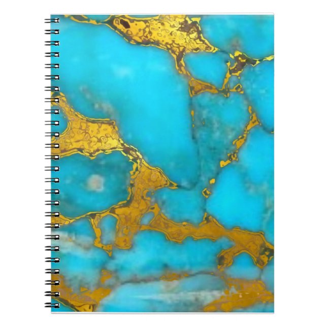 Turquoise Marble GOLD Glitter - ADD Initials Notebook (Front)