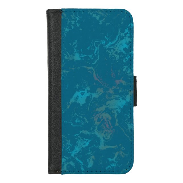 Turquoise marble iPhone wallet case (Front)