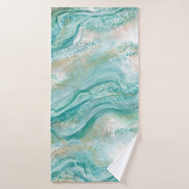 Turquoise Marble Large Bath Towel (Bath Towel)
