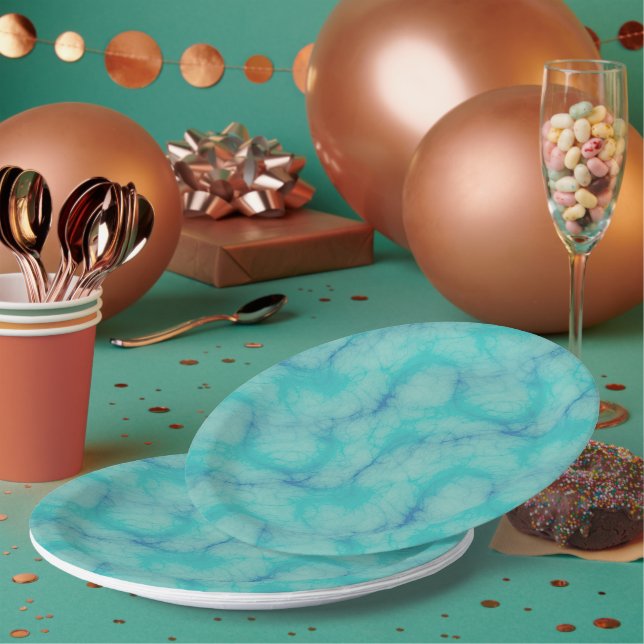 Turquoise marble paper plates (Multi)