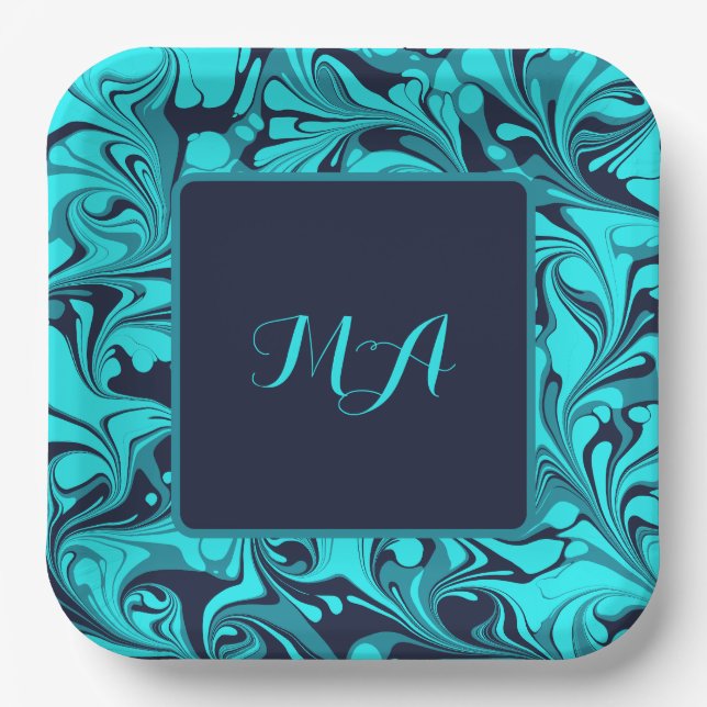 Turquoise Marble Paper Plates (Front)