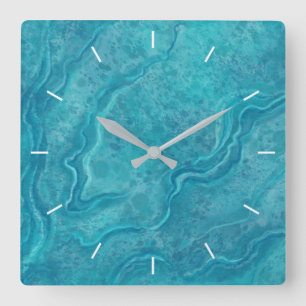 Turquoise Marble Pattern Wall Clock
