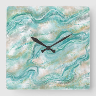 Turquoise Marble  Pattern Wall Clock
