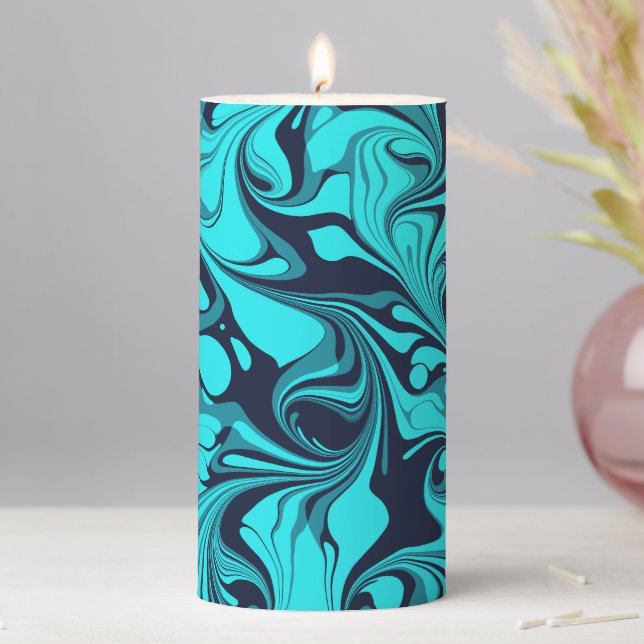 Turquoise Marble Pillar Candle (In Situ)