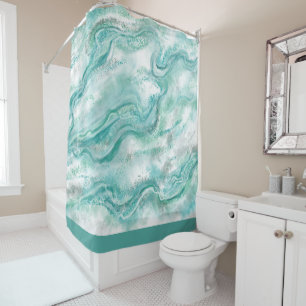 Turquoise Marble Shower Curtain