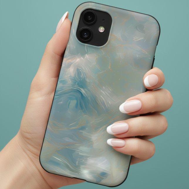 Turquoise Marble Swirl Pattern iPhone Case (Add a touch of style to your phone with this Turquoise Marble Swirl Pattern Phone Case! )