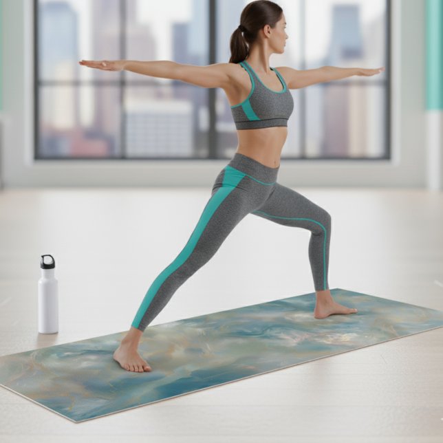 Turquoise Marble Swirl Pattern Yoga Mat (Add a touch of style to your fitness routine with this Turquoise Marble Swirl Pattern Yoga Mat! )