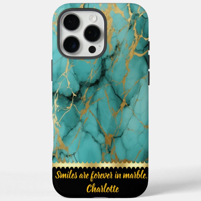 Turquoise marble with gold veins Case-Mate iPhone case (Back)