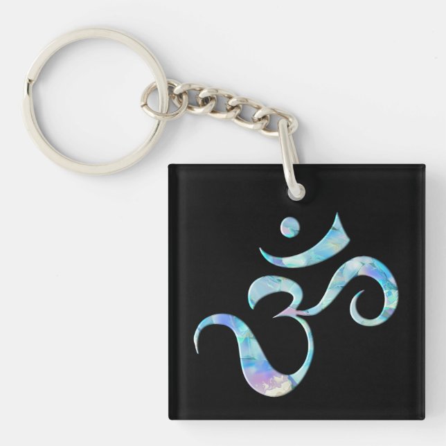 Turquoise Marbled Om Keychain (Front)