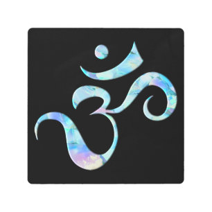 Turquoise Marbled Om Metal Print