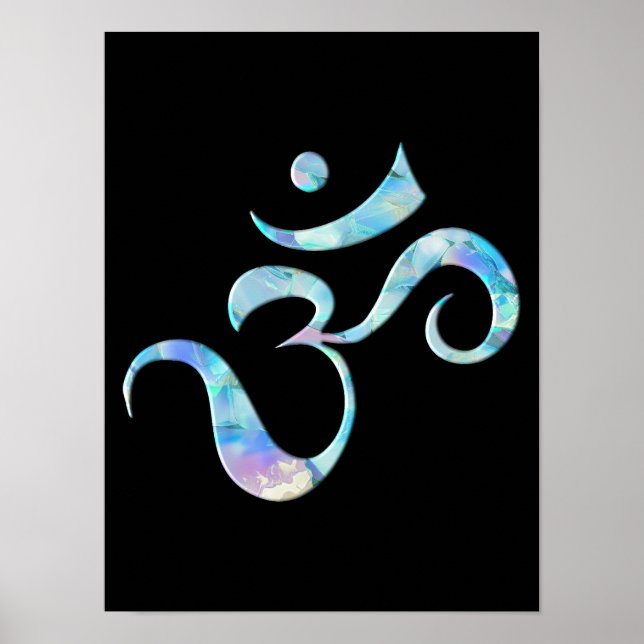 Turquoise Marbled Om Poster (Front)