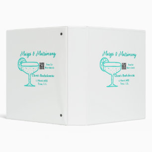 Turquoise Margs & Matrimony Bachelorette party  3 Ring Binder