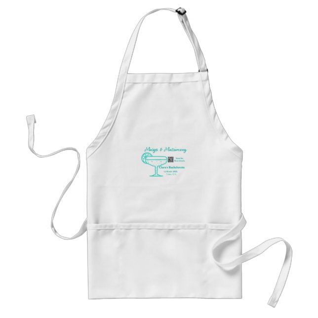 Turquoise Margs & Matrimony Bachelorette party  Adult Apron (Front)