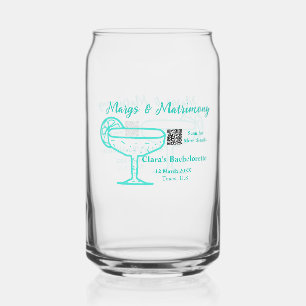 Turquoise Margs & Matrimony Bachelorette party Can Glass