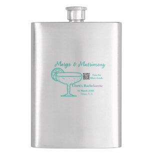 Turquoise Margs & Matrimony Bachelorette party Flask