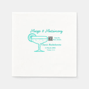 Turquoise Margs & Matrimony Bachelorette party Napkins
