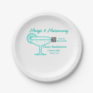 Turquoise Margs & Matrimony Bachelorette party Paper Plates