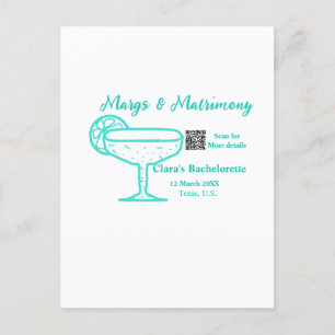 Turquoise Margs & Matrimony Bachelorette party Postcard