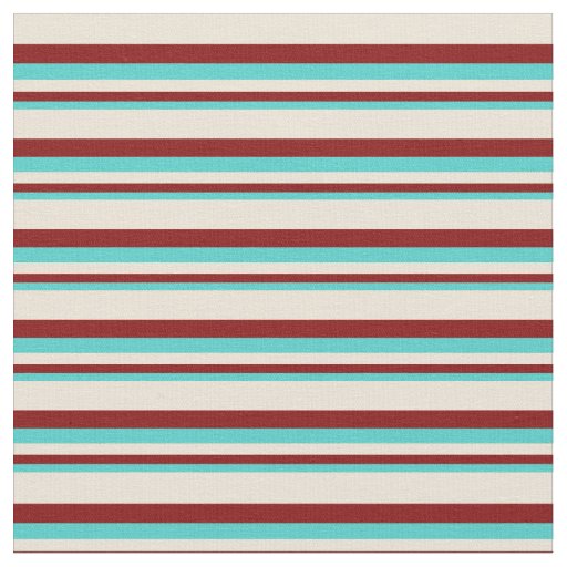 Turquoise, Maroon & Bisque Colored Lined Pattern Fabric
