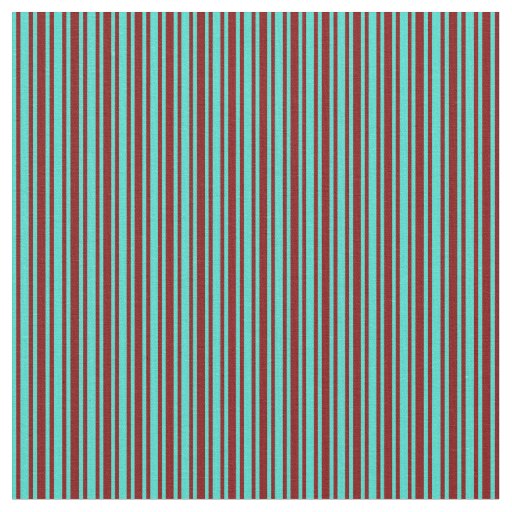 Turquoise & Maroon Colored Stripes/Lines Pattern Fabric