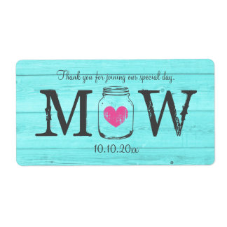 Turquoise mason jar wedding water bottle labels