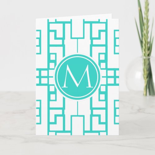 Turquoise Maze and Monogram Holiday Card