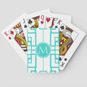 Turquoise Maze and Monogram Poker Cards
