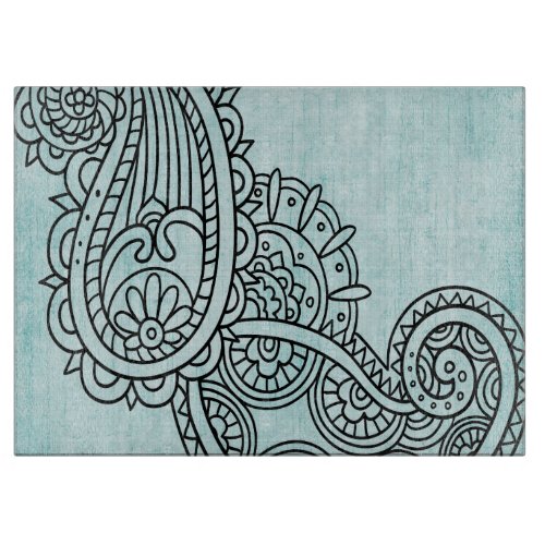 Turquoise Mehndi Motif Cutting Board