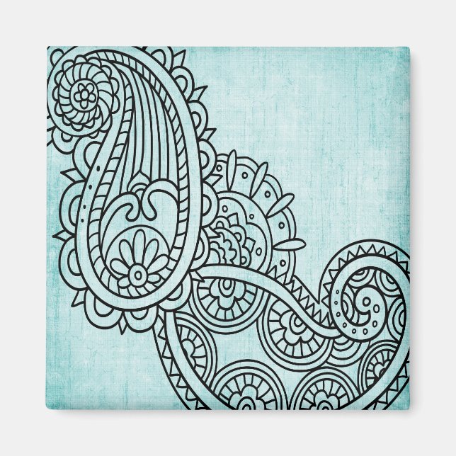 Turquoise Mehndi Motif Magnet (Front)